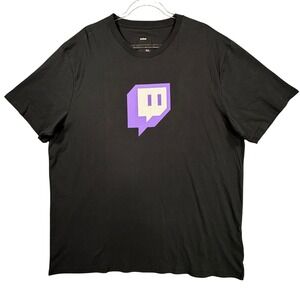 Twitch Logo Graphic T-Shirt Mens 4XL Black Short Sleeve Glitch Gaming Tee